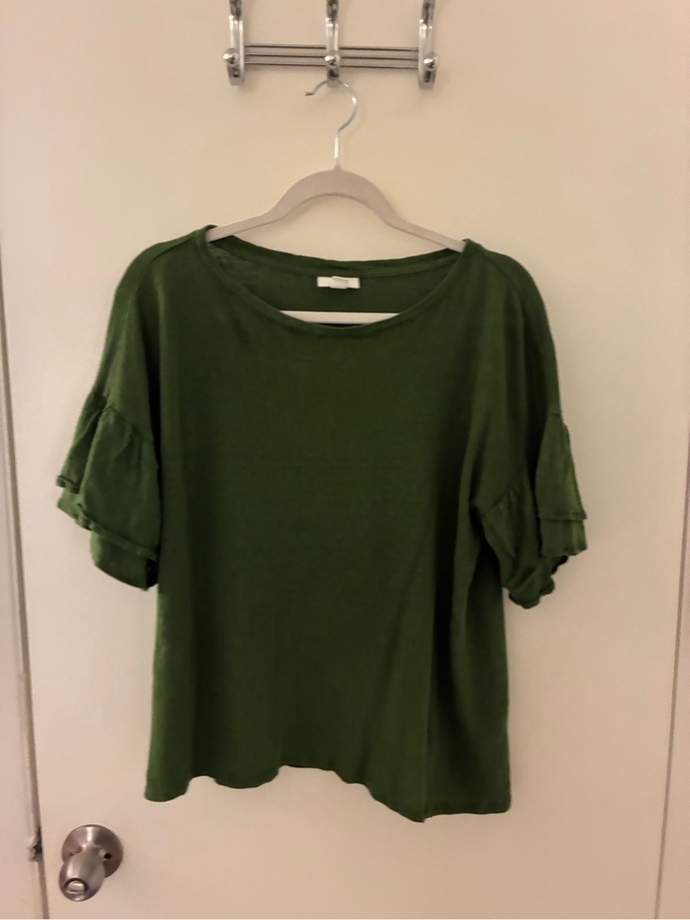 J. Jill Olive Green Ruffle-Sleeve Tee